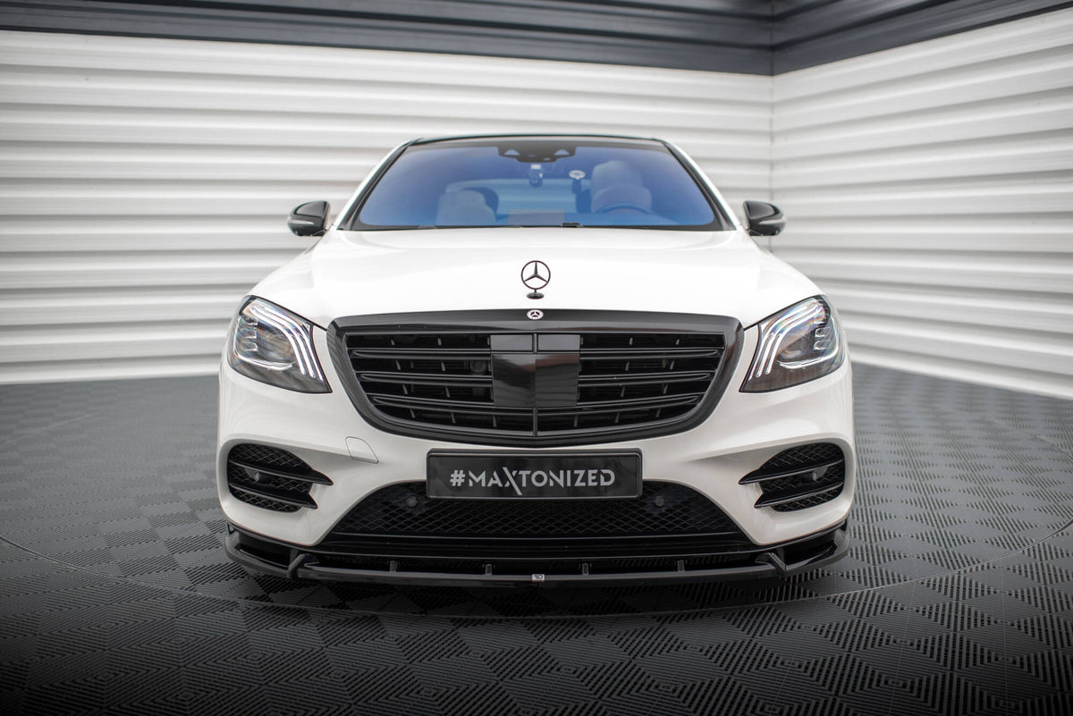 Street+ Spoilerlippe Front Ansatz V.2 passend für Mercedes-Benz S AMG-Line W222 Facelift schwarz Hochglanz – Ansicht 1