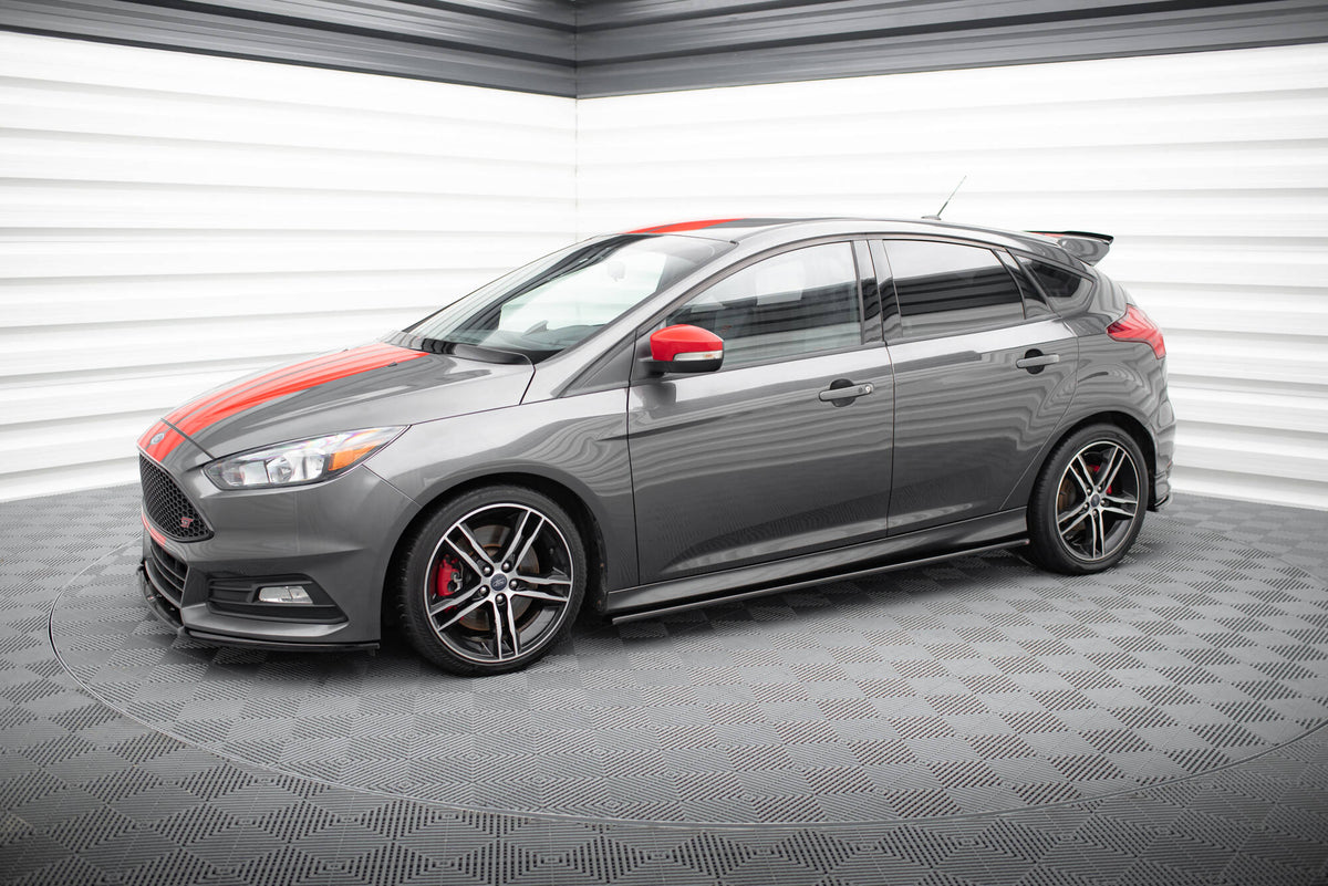 Street+ Seitenschweller Leisten passend für Ford Focus ST / ST-Line Hatchback / Kombi Mk3 / Mk3 Facelift schwarz Hochglanz – Ansicht 4