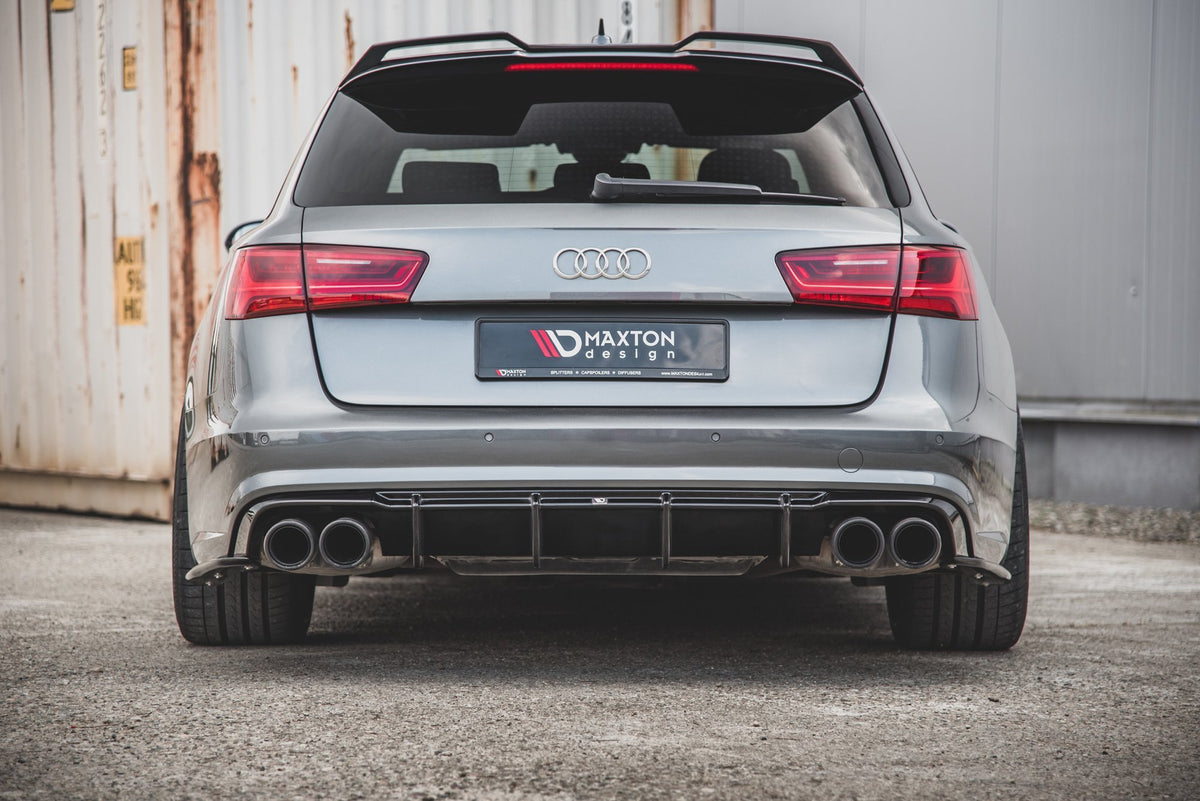 Diffusor Heck Ansatz V.1 passend für Audi S6 C7 Facelift schwarz Hochglanz – Ansicht 4