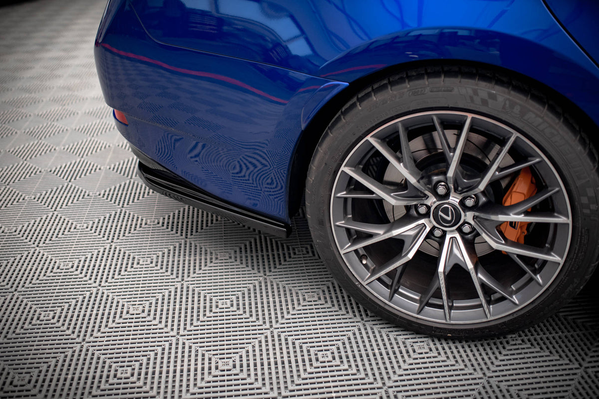 Heck Ansatz Flaps Diffusor passend für Lexus GS F Mk4 Facelift schwarz Hochglanz – Ansicht 1