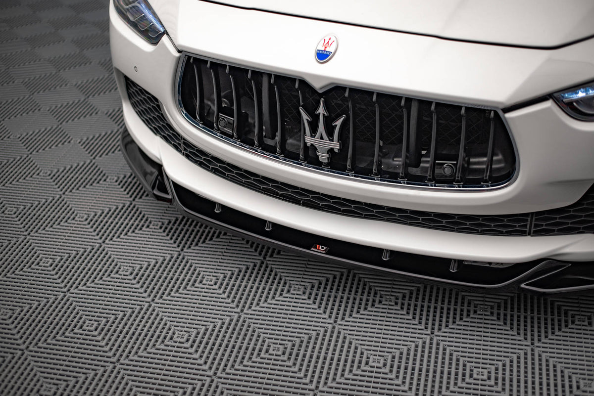 Street+ Spoilerlippe Front Ansatz V.1 passend für Maserati Ghibli Mk3 schwarz Hochglanz – Ansicht 3