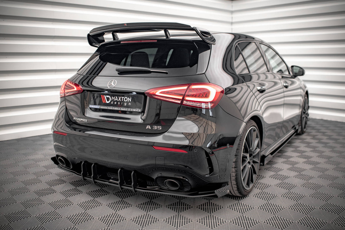 Robuste Racing Diffusor Heck Ansatz + Flaps passend für Mercedes A35 AMG Hatchback Aero Pack W177 schwarz Hochglanz – Ansicht 4