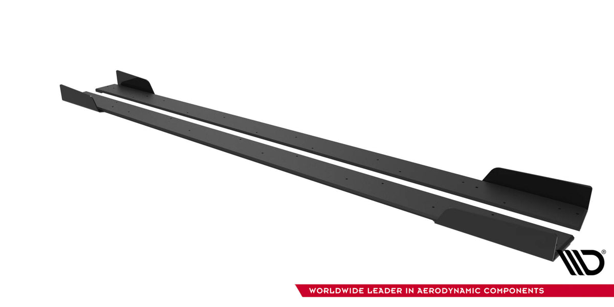 Street Pro Street+ Seitenschweller Leisten + Flaps passend für Mitsubishi Lancer EVO X schwarz Hochglanz – Ansicht 6