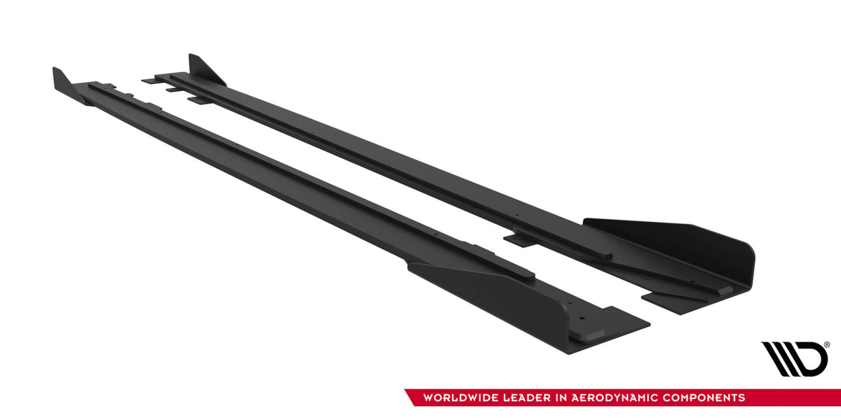 Street Pro Street+ Seitenschweller Leisten + Flaps passend für Ford Mustang GT Mk6  schwarz Hochglanz – Ansicht 7