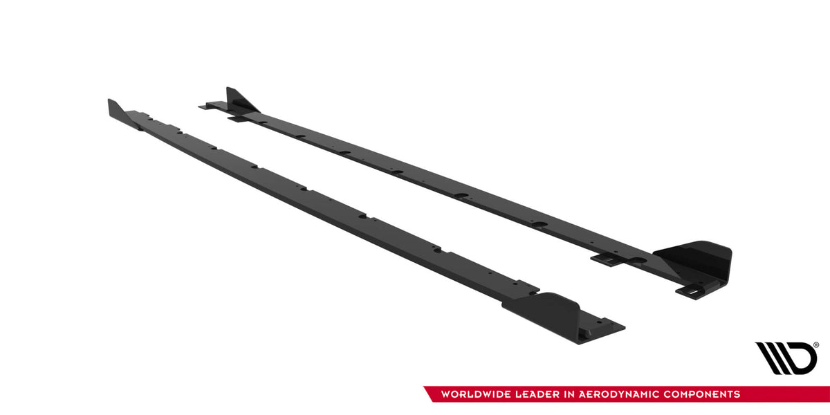 Street Pro Street+ Seitenschweller Leisten + Flaps passend für BMW 2 M-Paket / M235i Gran Coupe  F74 schwarz Hochglanz – Ansicht 6