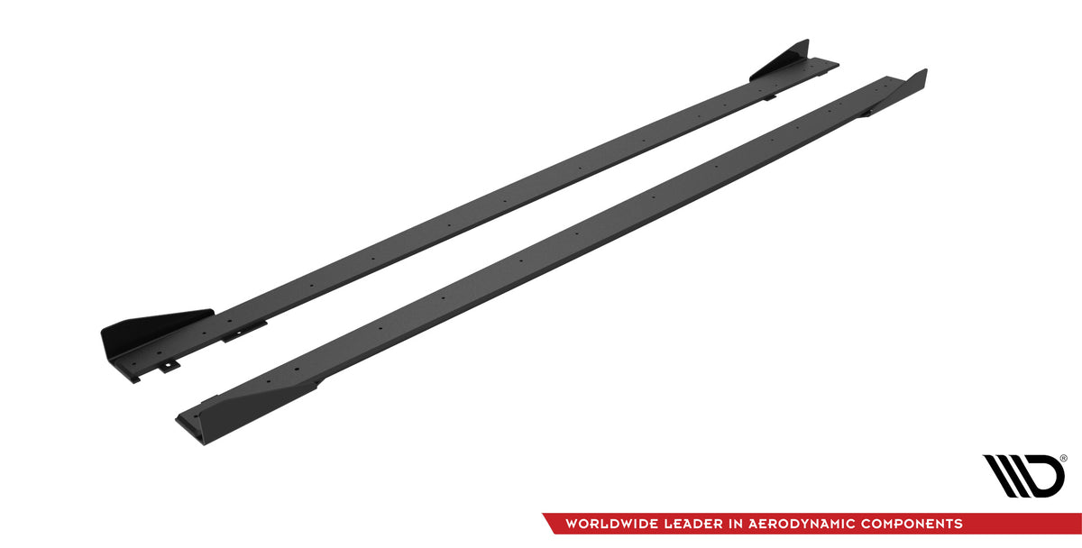 Street Pro Street+ Seitenschweller Leisten + Flaps passend für Mercedes-AMG C63 Limousine / Kombi W205 Facelift schwarz Hochglanz – Ansicht 5