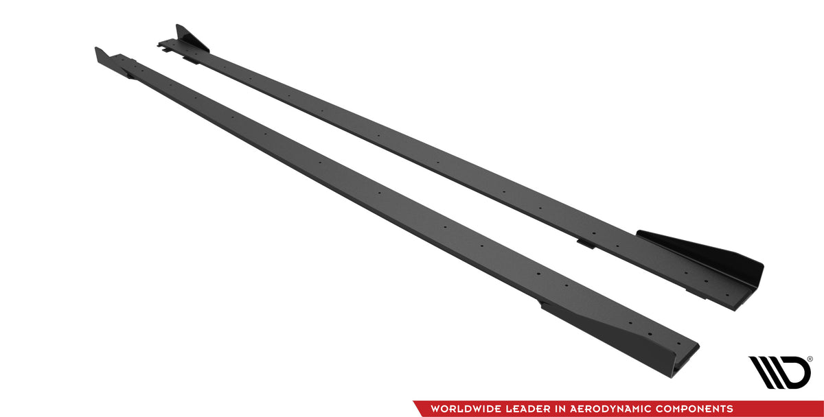 Street Pro Street+ Seitenschweller Leisten + Flaps passend für Mercedes-AMG C63 Limousine / Kombi W205 Facelift schwarz Hochglanz – Ansicht 6