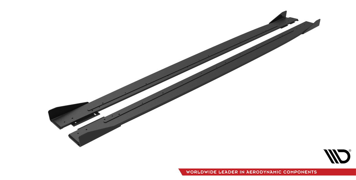 Street Pro Street+ Seitenschweller Leisten + Flaps passend für Mercedes-AMG C43 Coupe / Cabrio C205  Facelift / A205 Facelift schwarz Hochglanz – Ansicht 5
