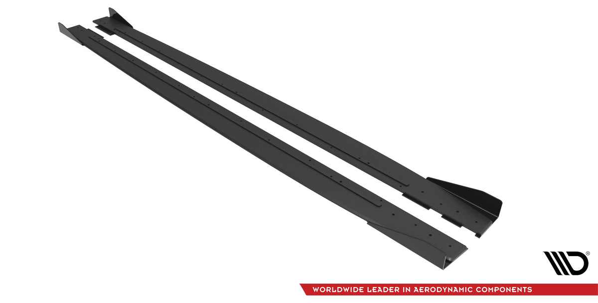 Street Pro Street+ Seitenschweller Leisten + Flaps passend für Mercedes-AMG C43 Coupe / Cabrio C205  Facelift / A205 Facelift schwarz Hochglanz – Ansicht 6