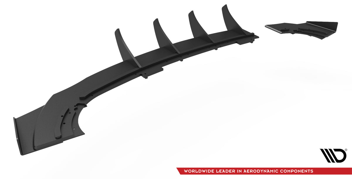 Robuste Racing Diffusor Heck Ansatz + Flaps passend für Opel Astra GTC OPC-Line J schwarz Hochglanz – Ansicht 8