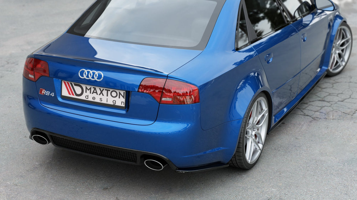 Heck Ansatz Flaps Diffusor V.1 passend für Audi RS4 Limousine B7 schwarz Hochglanz – Ansicht 7