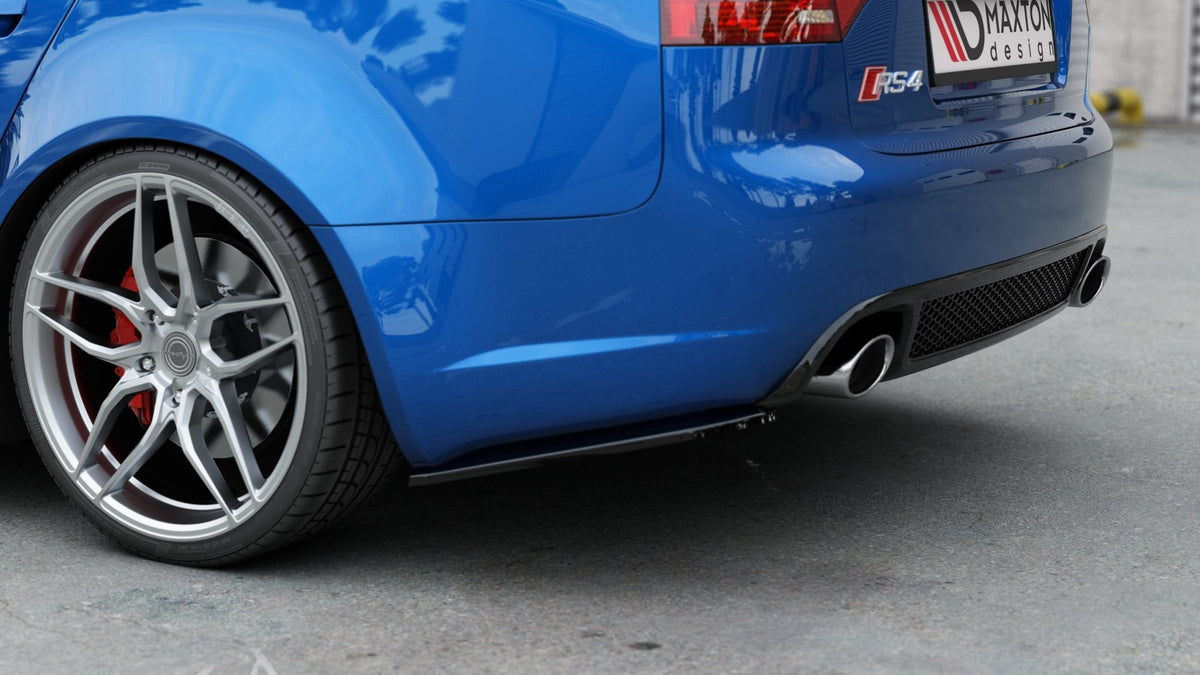 Heck Ansatz Flaps Diffusor V.1 passend für Audi RS4 Limousine B7 schwarz Hochglanz – Ansicht 5