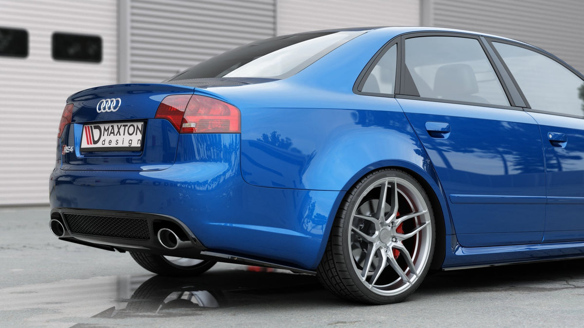 Heck Ansatz Flaps Diffusor V.1 passend für Audi RS4 Limousine B7 schwarz Hochglanz – Ansicht 6