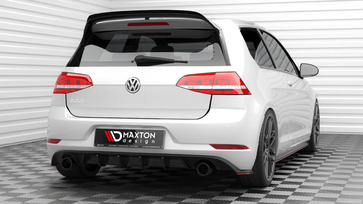 Heck Ansatz Flaps Diffusor V.2 passend für VW Golf GTI Mk7 Facelift schwarz Hochglanz – Ansicht 1