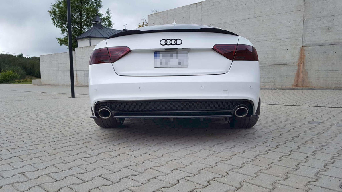 Heck Ansatz Flaps Diffusor passend für Audi A5 S-Line 8T Facelift Facelift schwarz Hochglanz – Ansicht 3