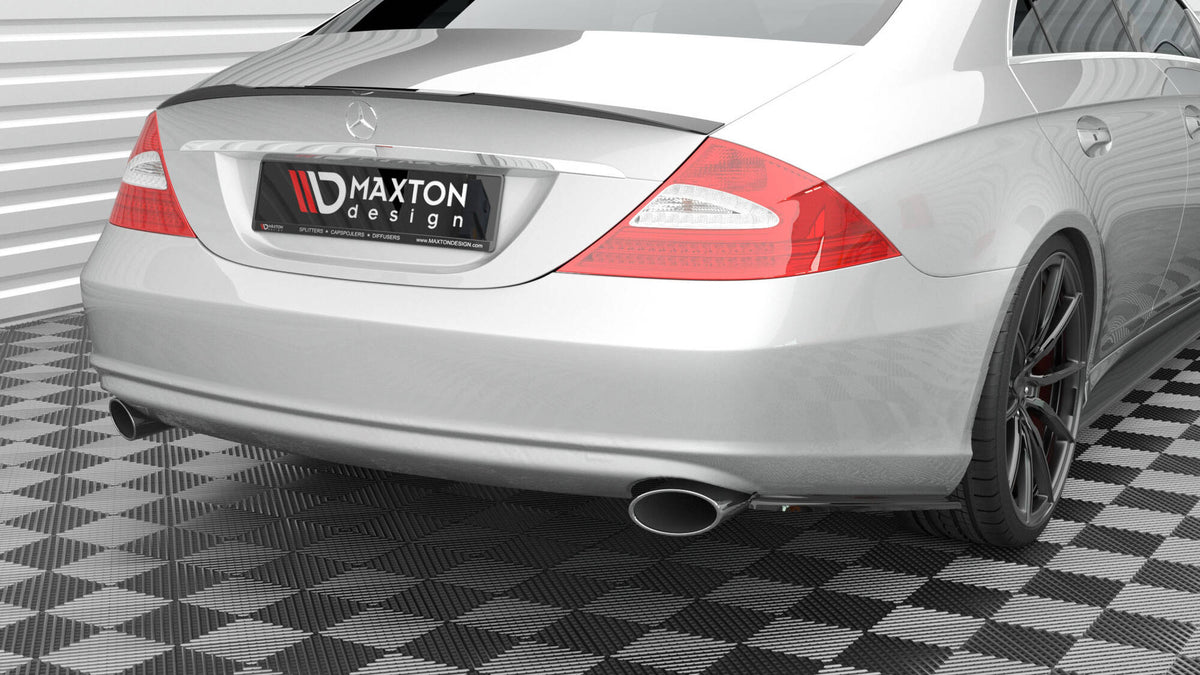 Heck Ansatz Flaps Diffusor passend für Mercedes-Benz CLS C219 schwarz Hochglanz – Ansicht 1