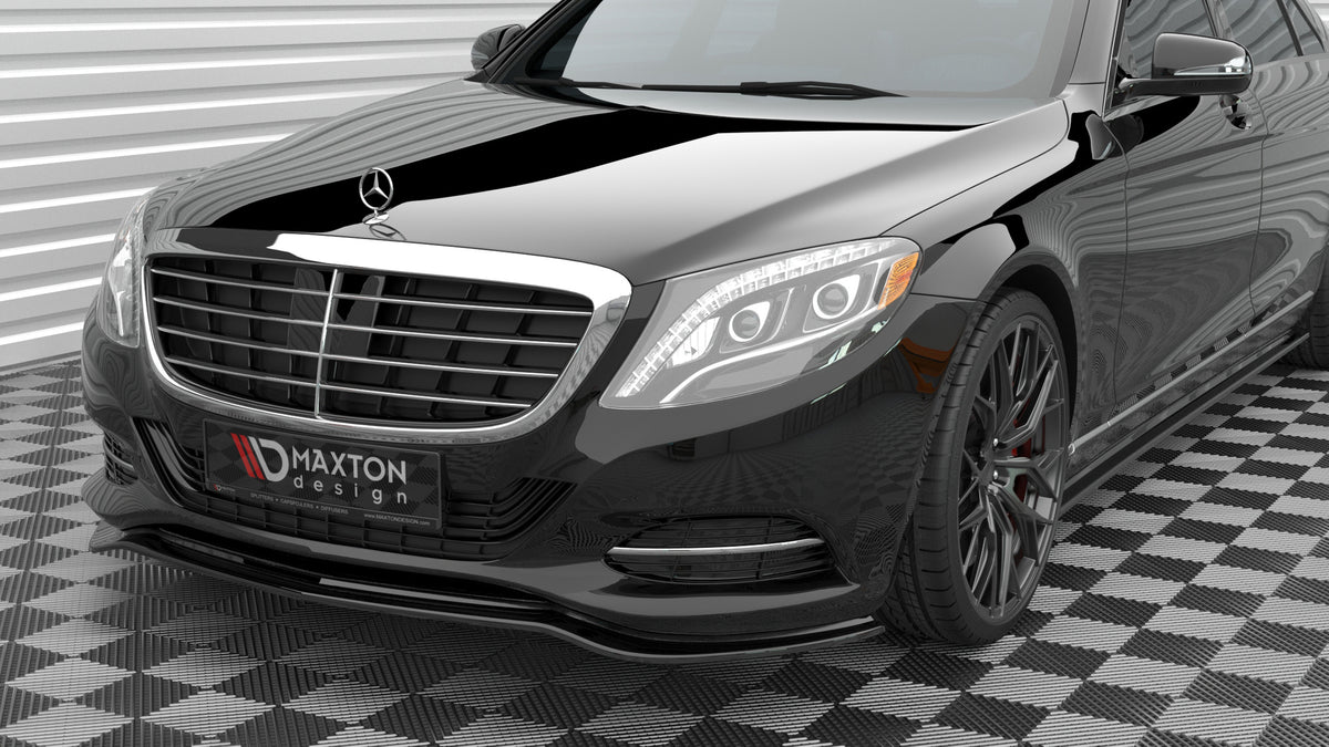 Street+ Spoilerlippe Front Ansatz V.1 passend für Mercedes-Benz S W222 schwarz Hochglanz – Ansicht 1