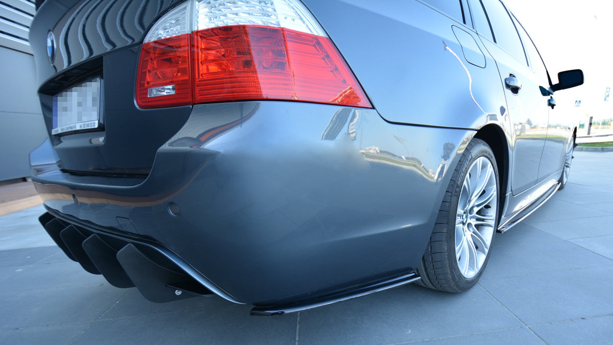 Heck Ansatz Flaps Diffusor passend für BMW 5er E60/E61 M Paket schwarz Hochglanz – Ansicht 2
