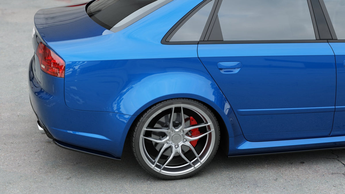 Heck Ansatz Flaps Diffusor V.1 passend für Audi RS4 Limousine B7 schwarz Hochglanz – Ansicht 3