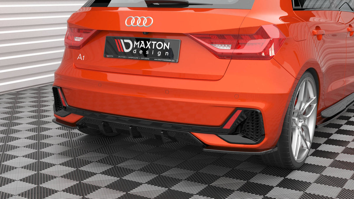 Heck Ansatz Flaps Diffusor V.2 passend für Audi A1 S-Line GB schwarz Hochglanz – Ansicht 4