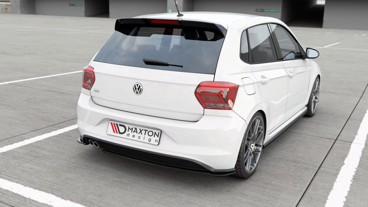 Heck Ansatz Flaps Diffusor V.2 passend für VW Polo GTI / R-line Mk6 schwarz Hochglanz – Ansicht 1