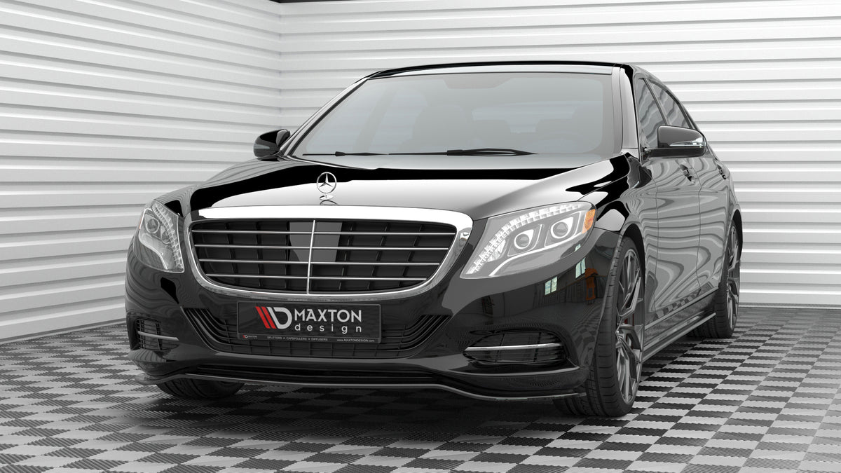 Street+ Spoilerlippe Front Ansatz V.1 passend für Mercedes-Benz S W222 schwarz Hochglanz – Ansicht 4