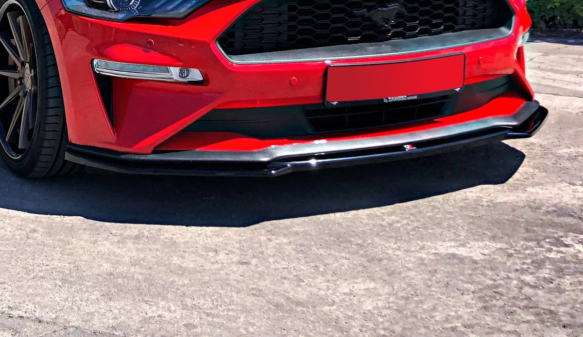 Street+ Spoilerlippe Front Ansatz V.1 passend für Ford Mustang Mk. 6 Facelift schwarz Hochglanz – Ansicht 1