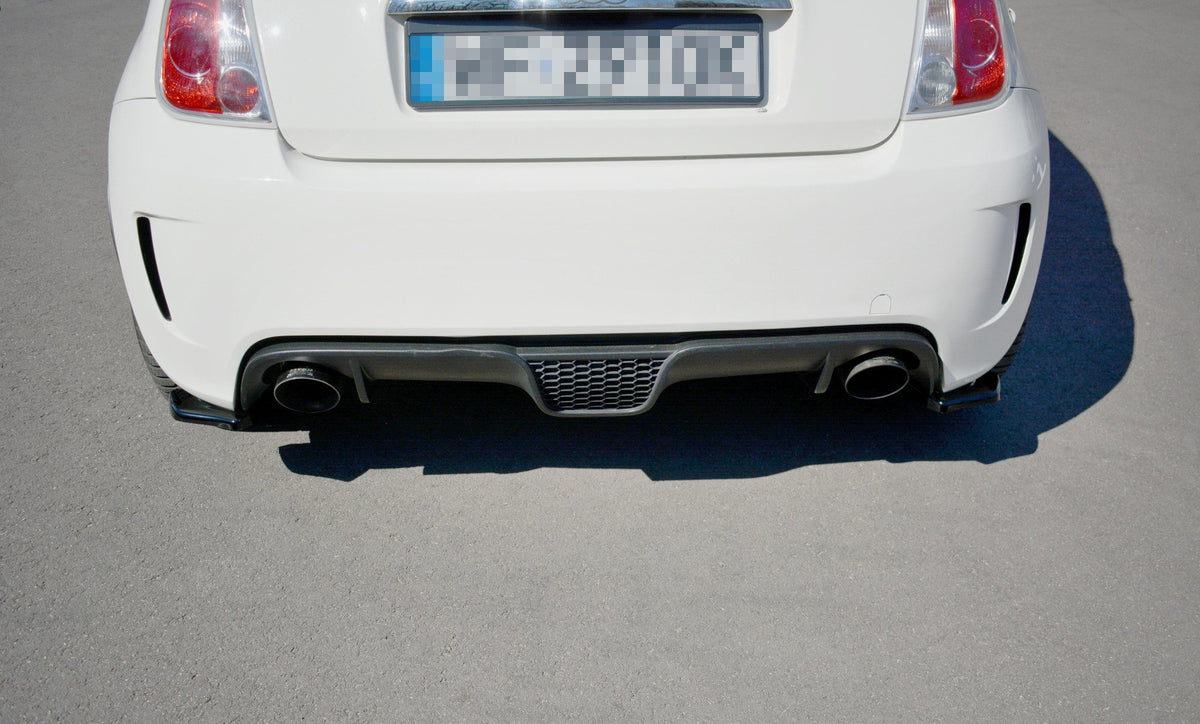 Heck Ansatz Flaps Diffusor passend für Abarth 500 Mk1 schwarz Hochglanz – Ansicht 1