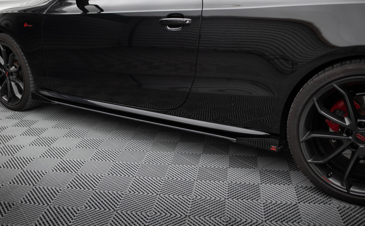 Seitenschweller Flaps passend für Audi A5 / A5 S-Line / S5 Coupe / Cabrio 8T / 8T Facelift schwarz Hochglanz – Ansicht 1