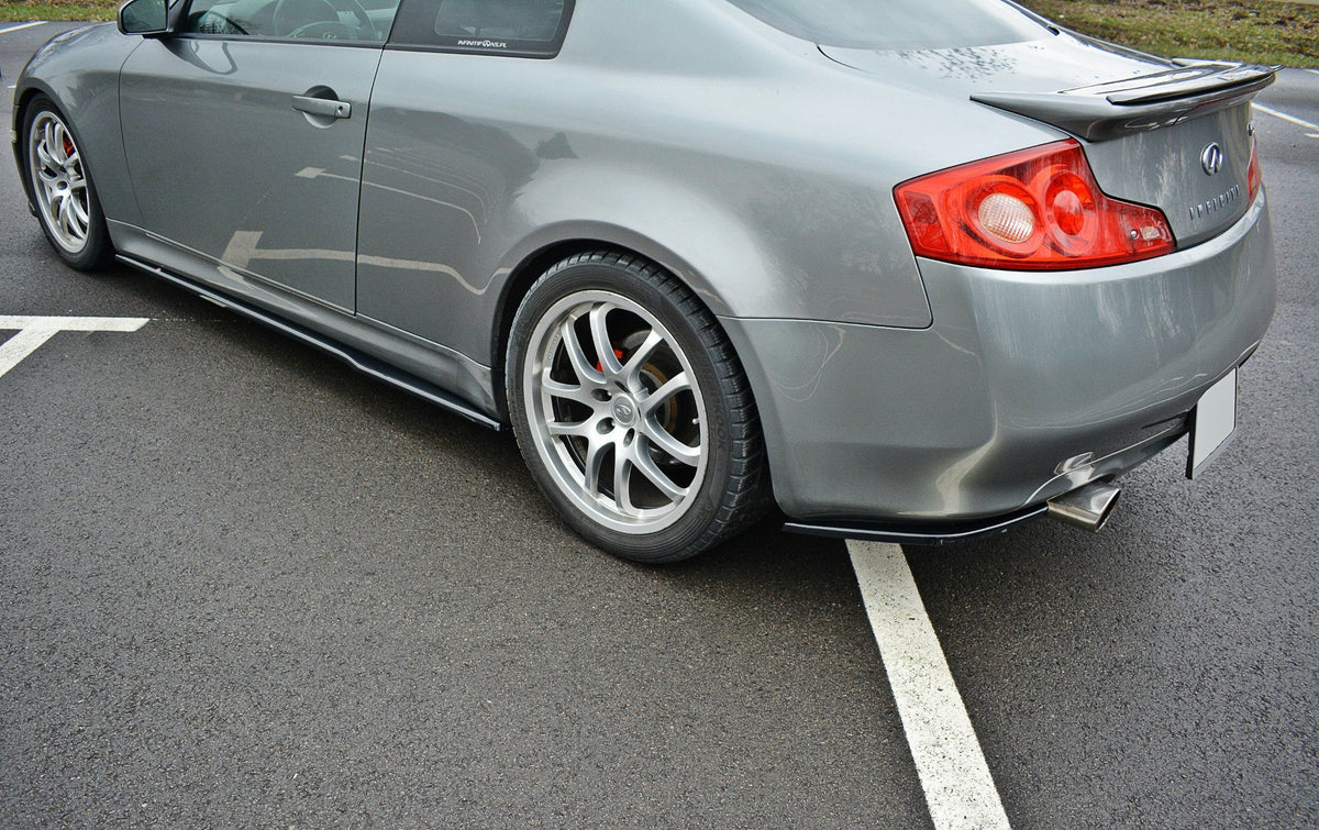 Heck Ansatz Flaps Diffusor passend für Infiniti G35 Coupe schwarz Hochglanz – Ansicht 3
