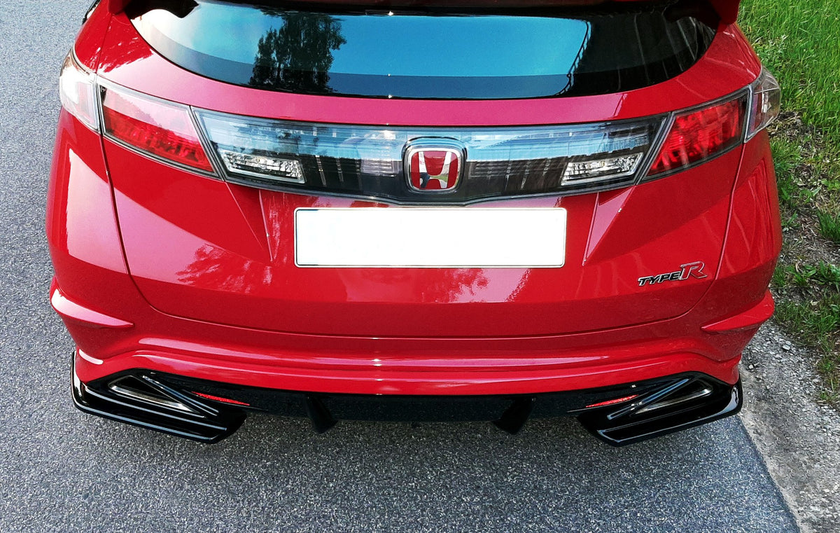 Heck Ansatz Flaps Diffusor passend für HONDA CIVIC VIII TYPE-R GP schwarz Hochglanz – Ansicht 2
