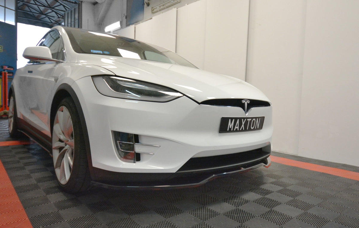 Street+ Spoilerlippe Front Ansatz V.2 passend für TESLA MODEL X schwarz Hochglanz – Ansicht 1