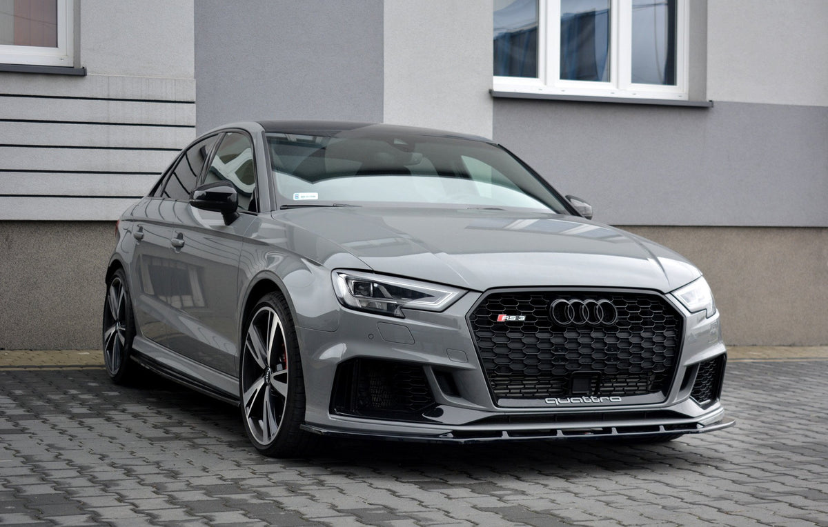 Street+ Spoilerlippe Front Ansatz V.1 passend für Audi RS3 8V FL Limousine schwarz Hochglanz – Ansicht 1
