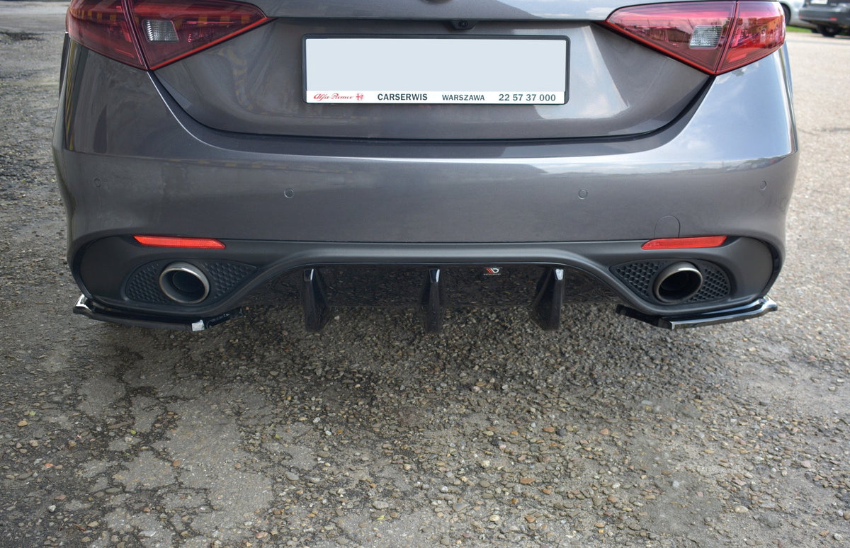 Heck Ansatz Flaps Diffusor passend für ALFA ROMEO GIULIA VELOCE  schwarz Hochglanz – Ansicht 3