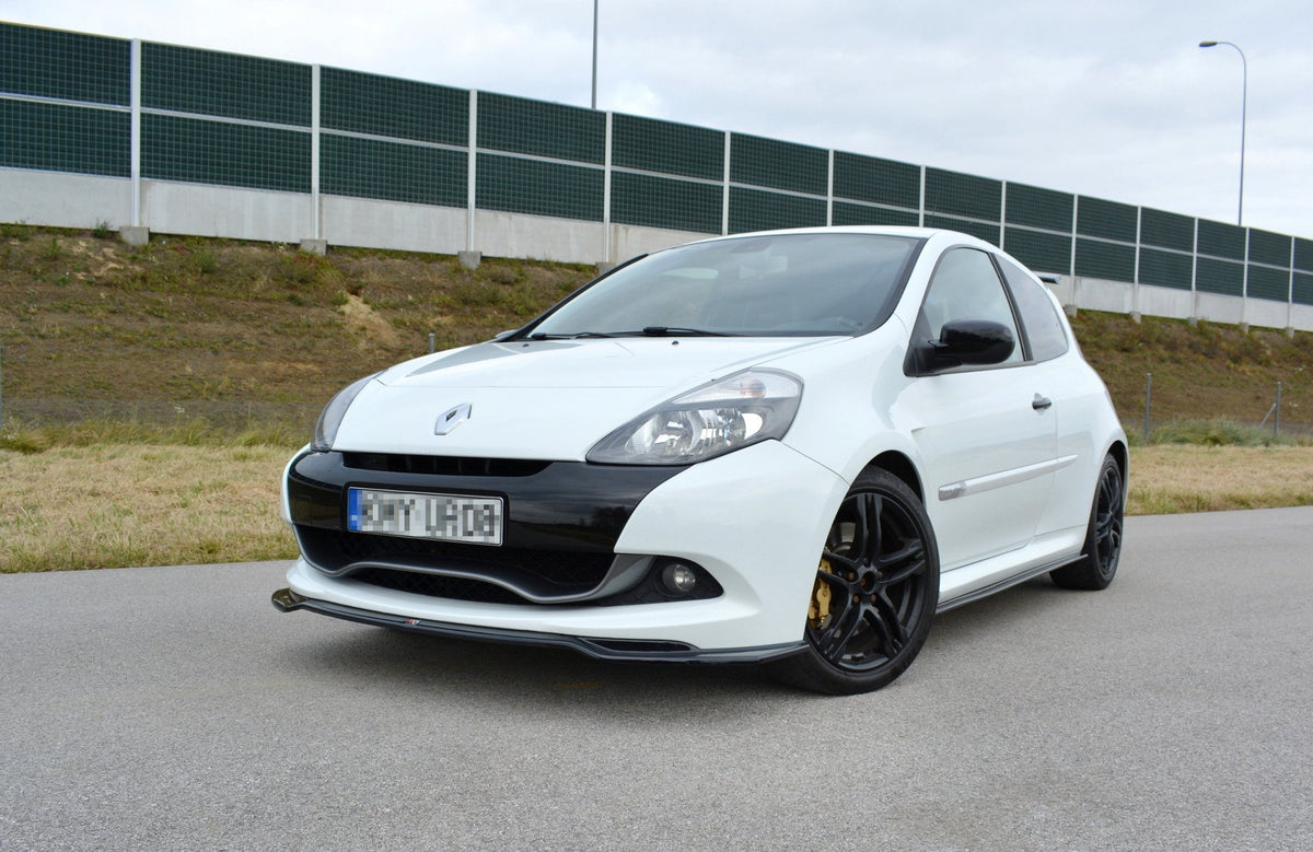 Street+ Spoilerlippe Front Ansatz V.1 passend für RENAULT CLIO MK3 RS FACELIFT schwarz Hochglanz – Ansicht 1