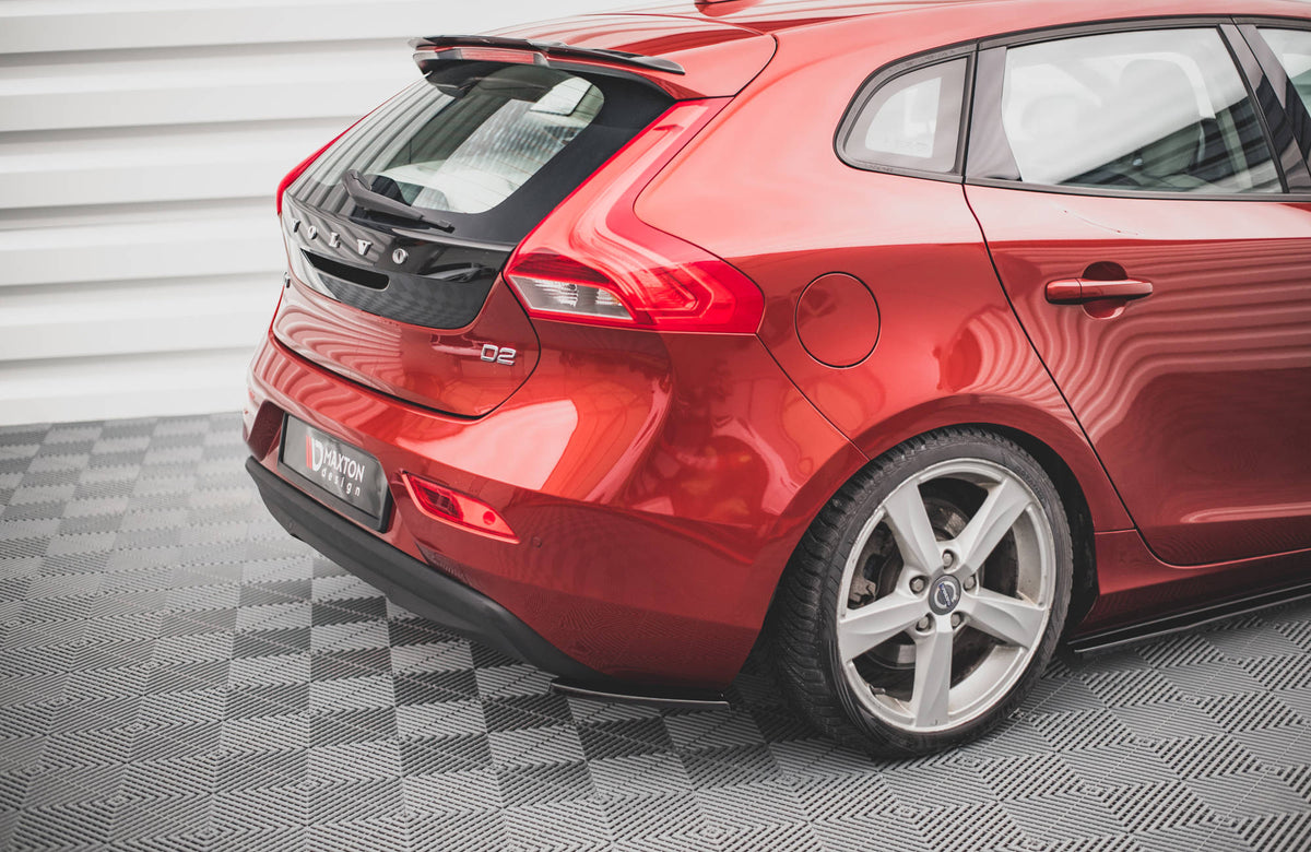 Heck Ansatz Flaps Diffusor passend für Volvo V40 schwarz Hochglanz – Ansicht 3