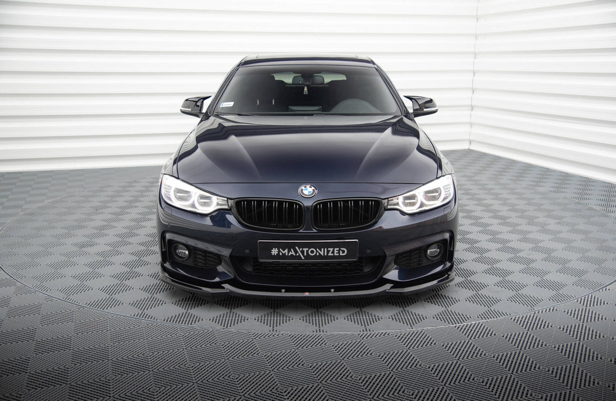 Street+ Spoilerlippe Front Ansatz V.6 passend für BMW 4er Coupe / Gran Coupe / Cabrio M-Paket F32 / F36 / F33 schwarz Hochglanz – Ansicht 1