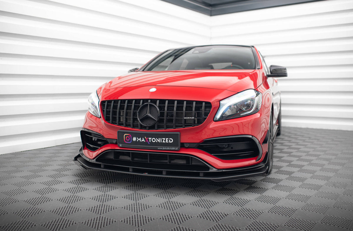 Front Stoßstange Flaps passend für Mercedes-Benz A 45 AMG W176 Facelift schwarz Hochglanz – Ansicht 1