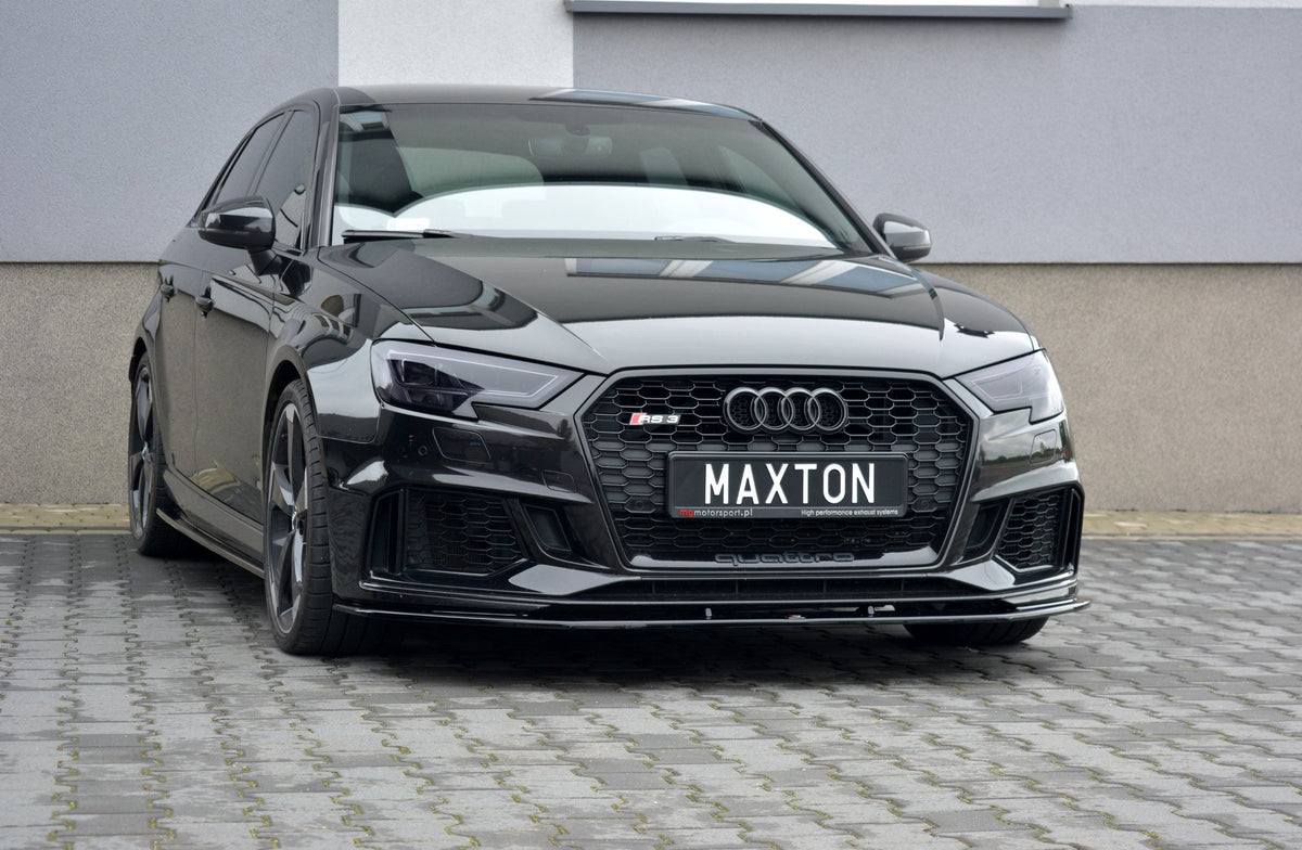 Street+ Spoilerlippe Front Ansatz V.1 passend für Audi RS3 Sportback 8V Facelift schwarz Hochglanz – Ansicht 4