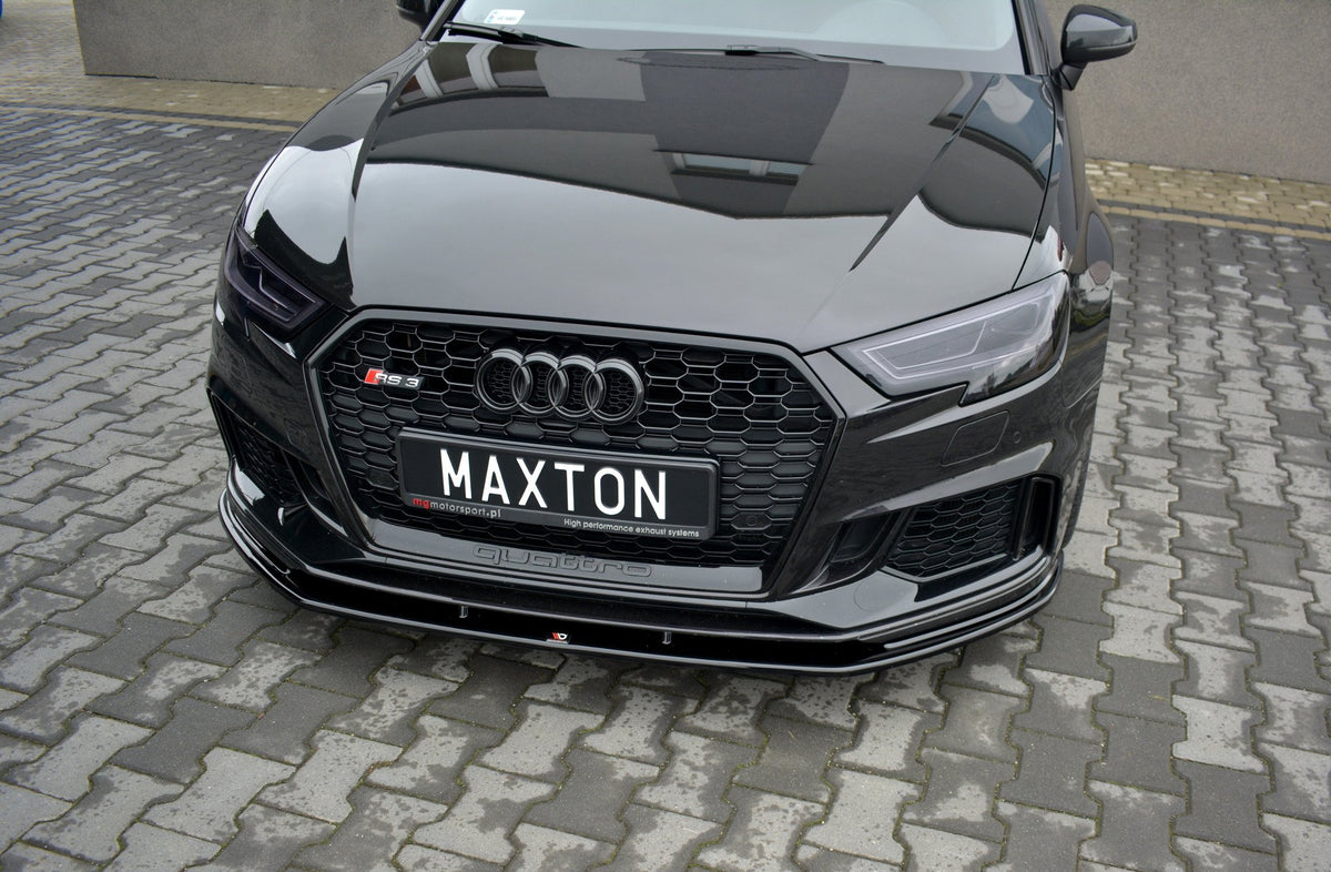 Street+ Spoilerlippe Front Ansatz V.1 passend für Audi RS3 Sportback 8V Facelift schwarz Hochglanz – Ansicht 1