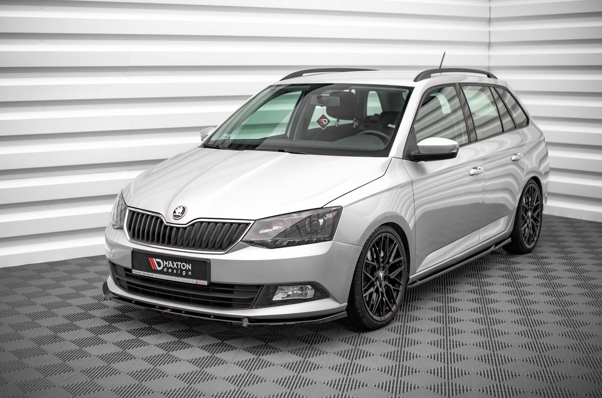 Street+ Spoilerlippe Front Ansatz V.1 passend für Skoda Fabia Mk3 schwarz Hochglanz – Ansicht 3