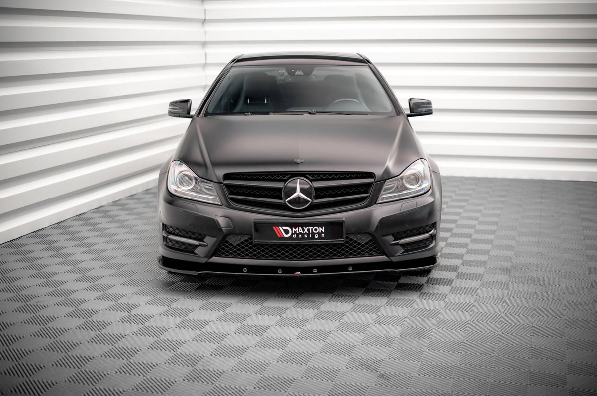 Street+ Spoilerlippe Front Ansatz V.2 passend für Mercedes-Benz C Coupe / Limousine / Kombi  AMG-Line C204 / W204 Facelift / S204 Facelift schwarz Hochglanz – Ansicht 1