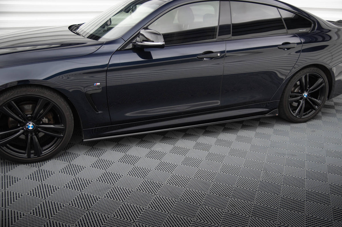 Street+ Seitenschweller Leisten passend für V.3 passend für BMW 4er Coupe / Gran Coupe / Cabrio M-Paket F32 / F36 / F33 schwarz Hochglanz – Ansicht 3