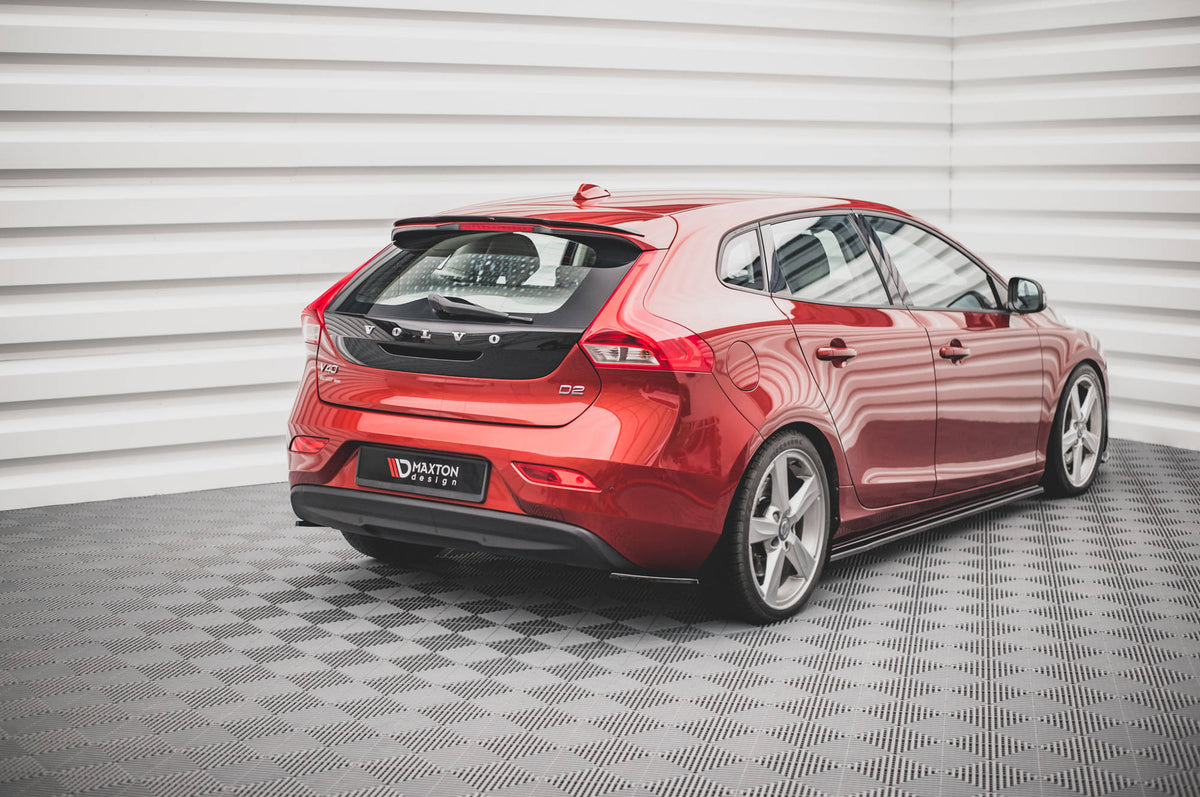 Heck Ansatz Flaps Diffusor passend für Volvo V40 schwarz Hochglanz – Ansicht 1