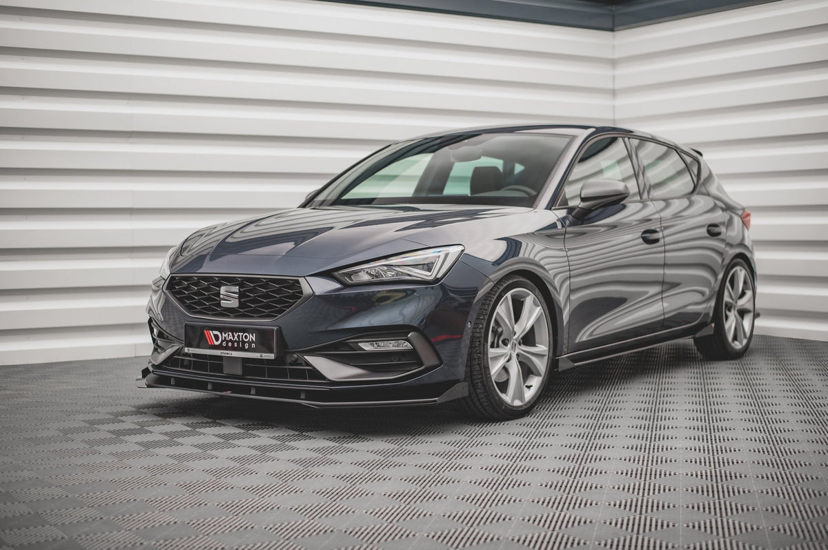 Street Pro Street+ Spoilerlippe Front Ansatz passend für + Flaps passend für Seat Leon FR Mk4 schwarz Hochglanz – Ansicht 1