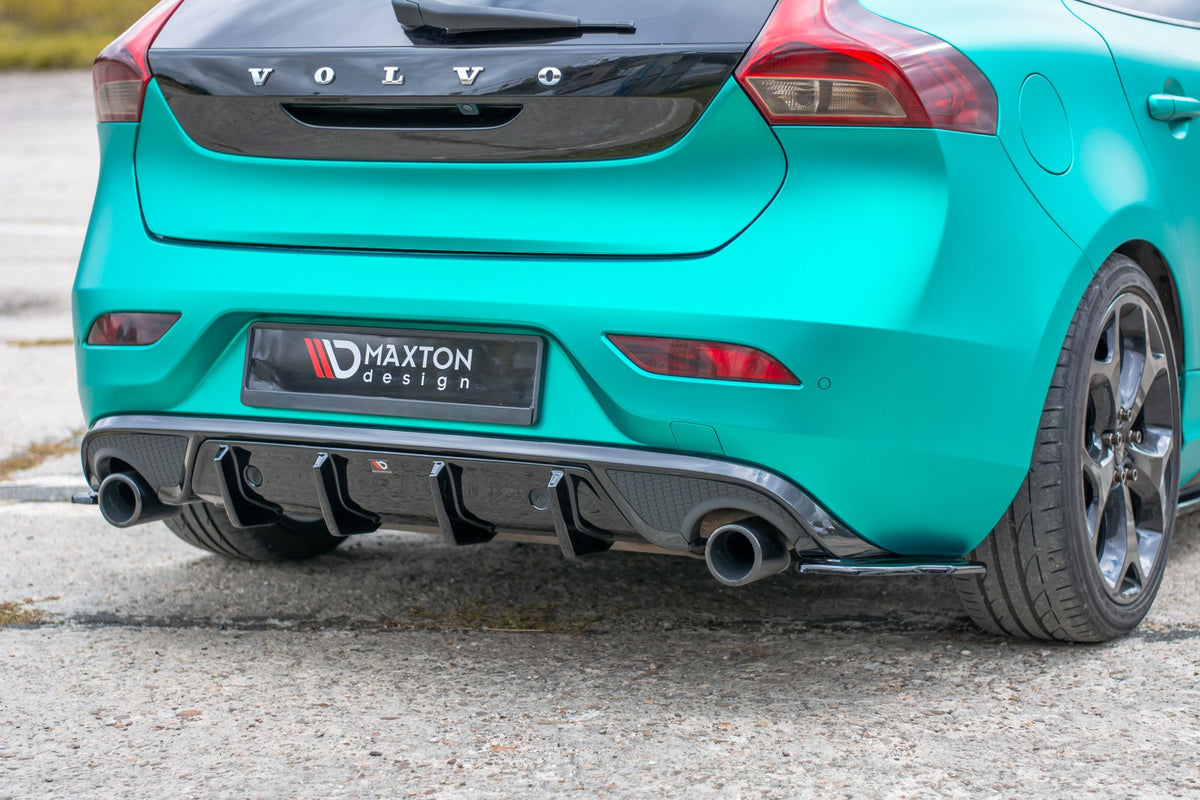 Heck Ansatz Flaps Diffusor passend für Volvo V40 R-design schwarz Hochglanz – Ansicht 3