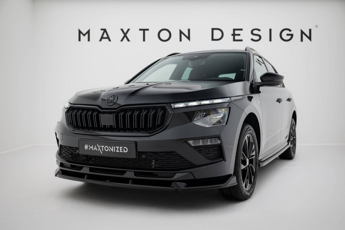 Street+ Spoilerlippe Front Ansatz V.2 passend für Skoda Kamiq Monte Carlo Mk1 Facelift schwarz Hochglanz – Ansicht 3