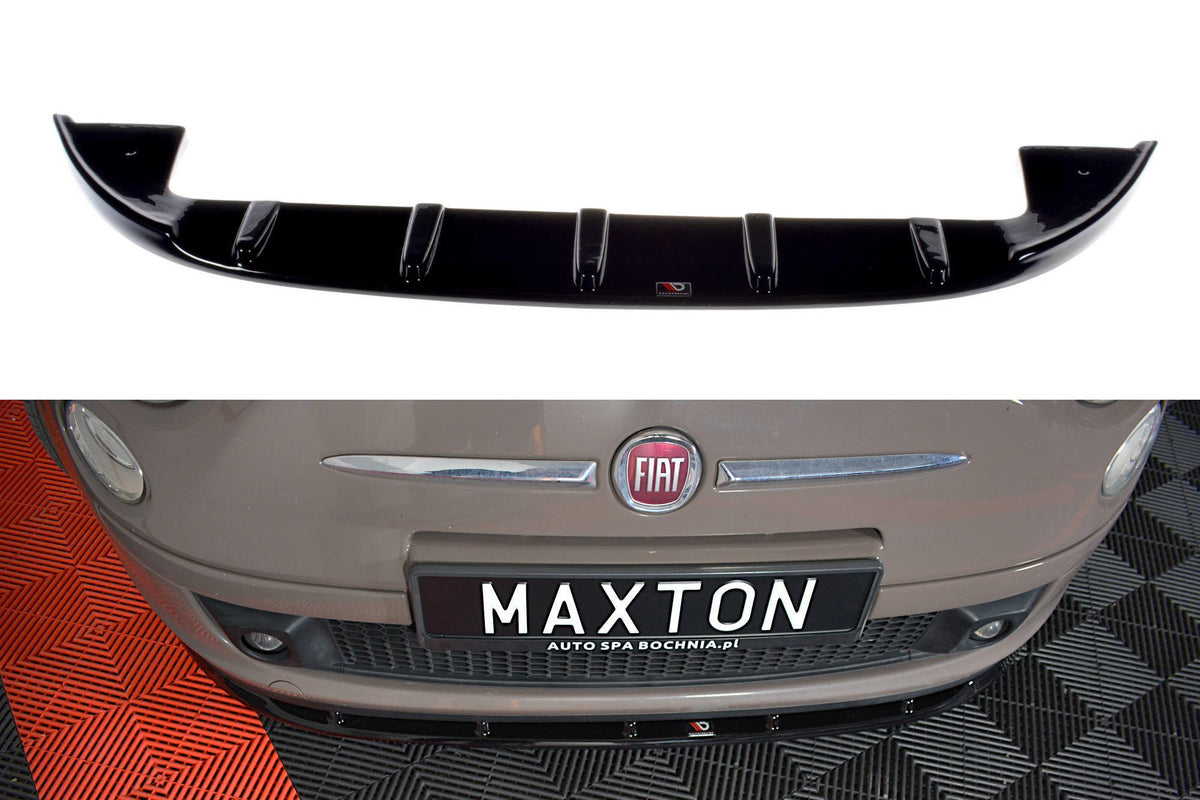 Street+ Spoilerlippe Front Ansatz V.1 passend für FIAT 500 HATCHBACK vor Facelift schwarz Hochglanz – Ansicht 2
