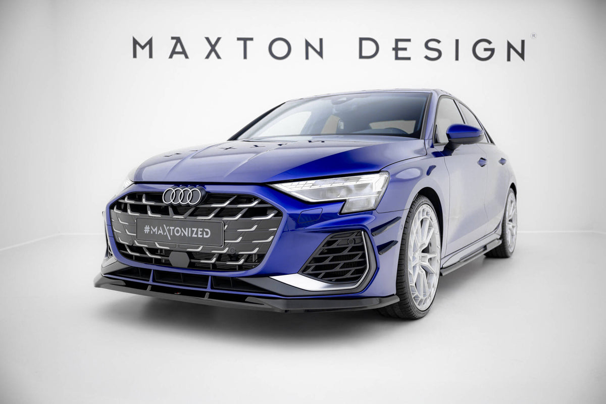 Street+ Spoilerlippe Front Ansatz V.1 passend für Audi A3 S-Line Limousine / S3 Limousine 8Y Facelift schwarz Hochglanz – Ansicht 4