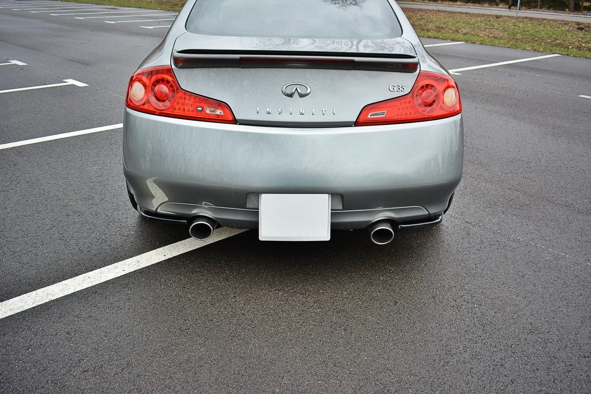 Heck Ansatz Flaps Diffusor passend für Infiniti G35 Coupe schwarz Hochglanz – Ansicht 4